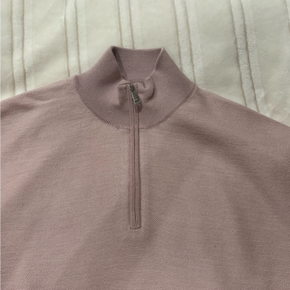 Bugatchi Wool Silk Zip Sweater in Soft Pink